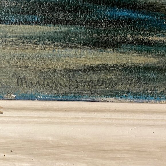 Vintage Original Winter Landscape Oil Painting Snowy Stream Trees Signed Framed - Picture 5 of 7